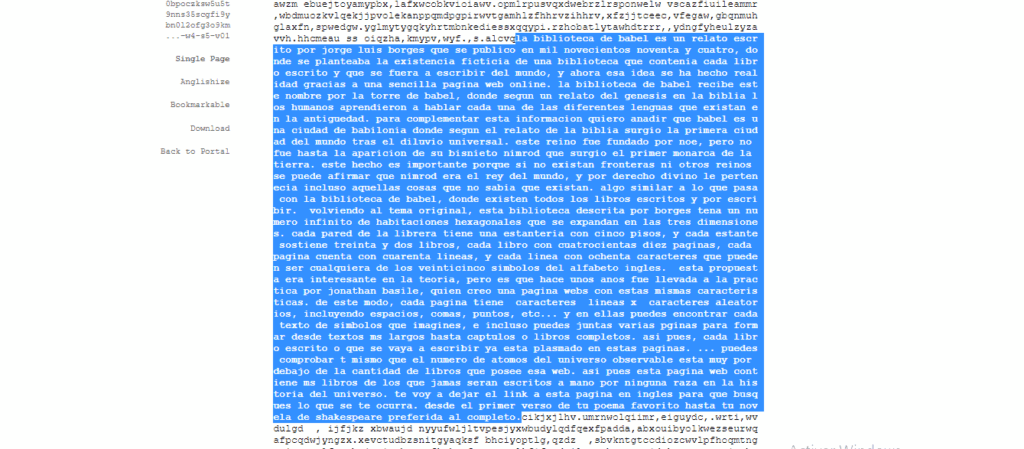 mi post al completo escrito en la biblioteca de babel