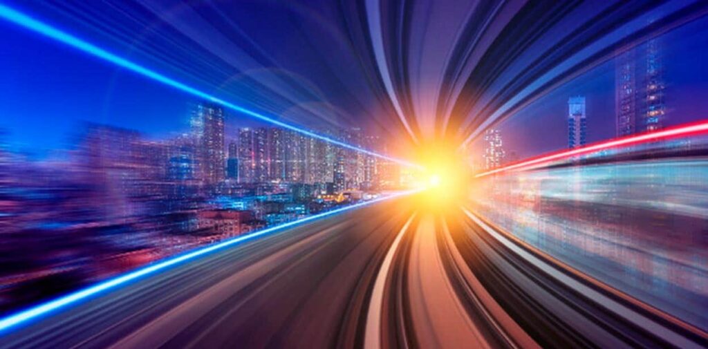 representación de como se sentiría moverse a la velocidad de la luz