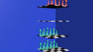 tablero y piezas de ajedrez en 3d