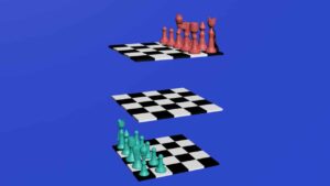 piezas y tablero ajedrez 3d