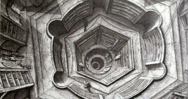 dibujo de la biblioteca de babel