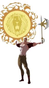 escanor de los siete pecados capitales utilizando su ataque sol cruel