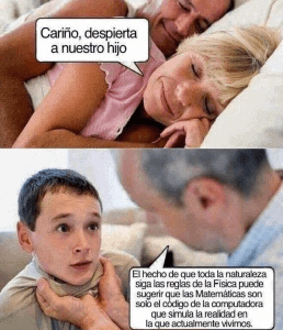 meme sobre la idea de vivir en una simulación