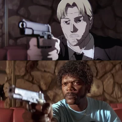 referencia a pulp fiction en el opening de chainsaw man