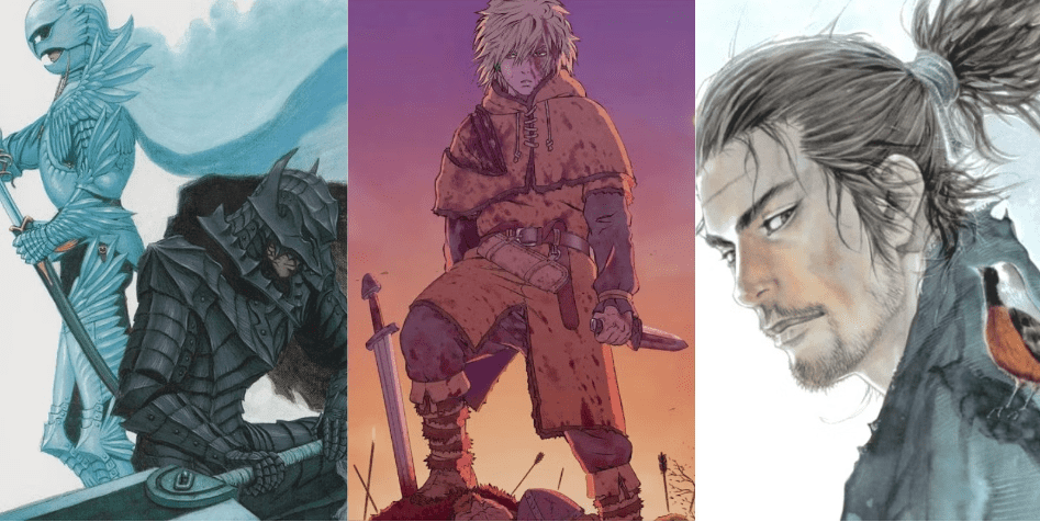 comparación vinland saga manga con berserk y vagabond