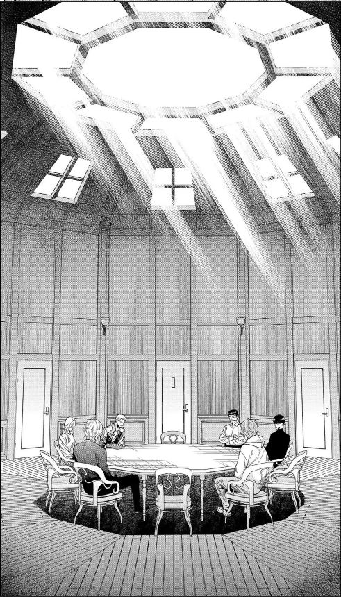 reunión en la mansión decagonal