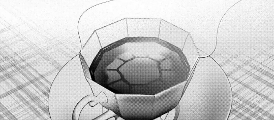 taza decagonal en el manga de los asesinatos de la mansión decagonal